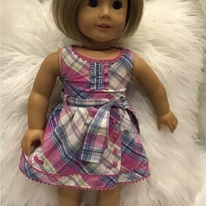 American Girl Doll in Pink and Blue Plaid Dress